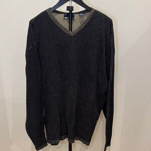 Hobie Men's Charcoal V-Neck Sweater with Contrast Trim